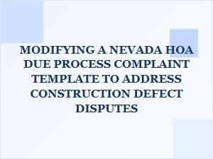Adapt Nevada Hoa Complaint for Construction Defects